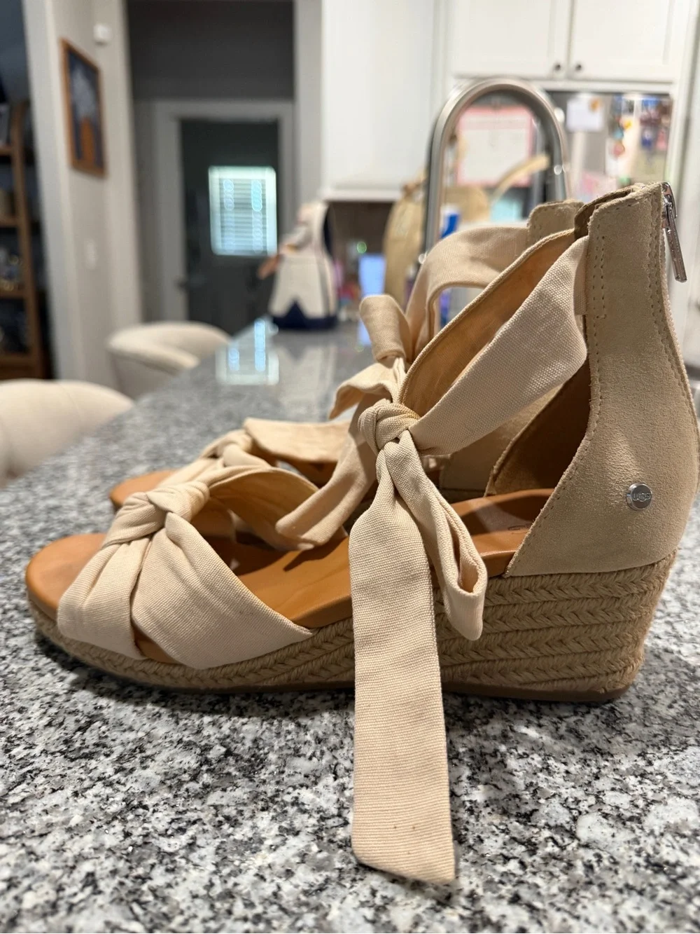 UGG Cream Knot Espadrille Ankle Tie Sandals - Women